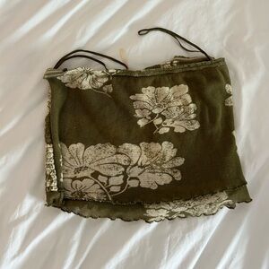 Green flower tube top